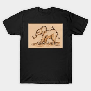 Friends:  Baby Elephant & Friend Watercolor Painting #16 T-Shirt